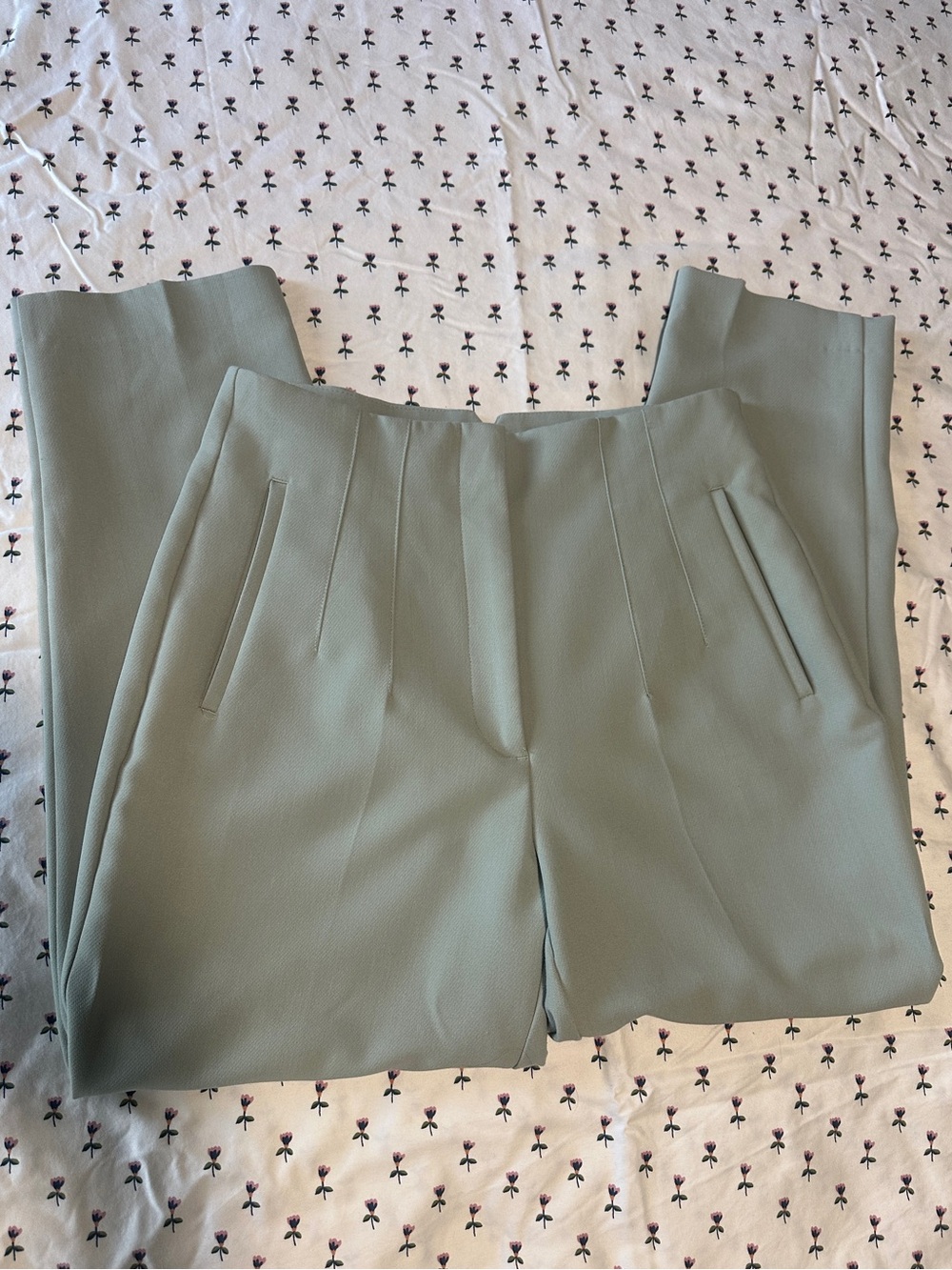 Zara Sage Green Tailored Trousers